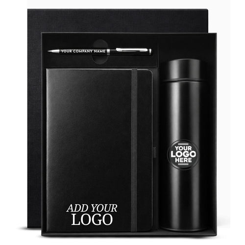 Notebook, Metal Pen, Key Chain & Smart Temperature Bottle