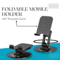 Premium Customized 360° Rotatable Foldable Mobile Holder with Logo Printing | Adjustable Desktop Smartphone Stand | Matte Black Corporate Gift