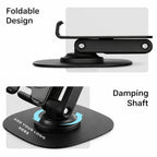 Premium Customized 360° Rotatable Foldable Mobile Holder with Logo Printing | Adjustable Desktop Smartphone Stand | Matte Black Corporate Gift