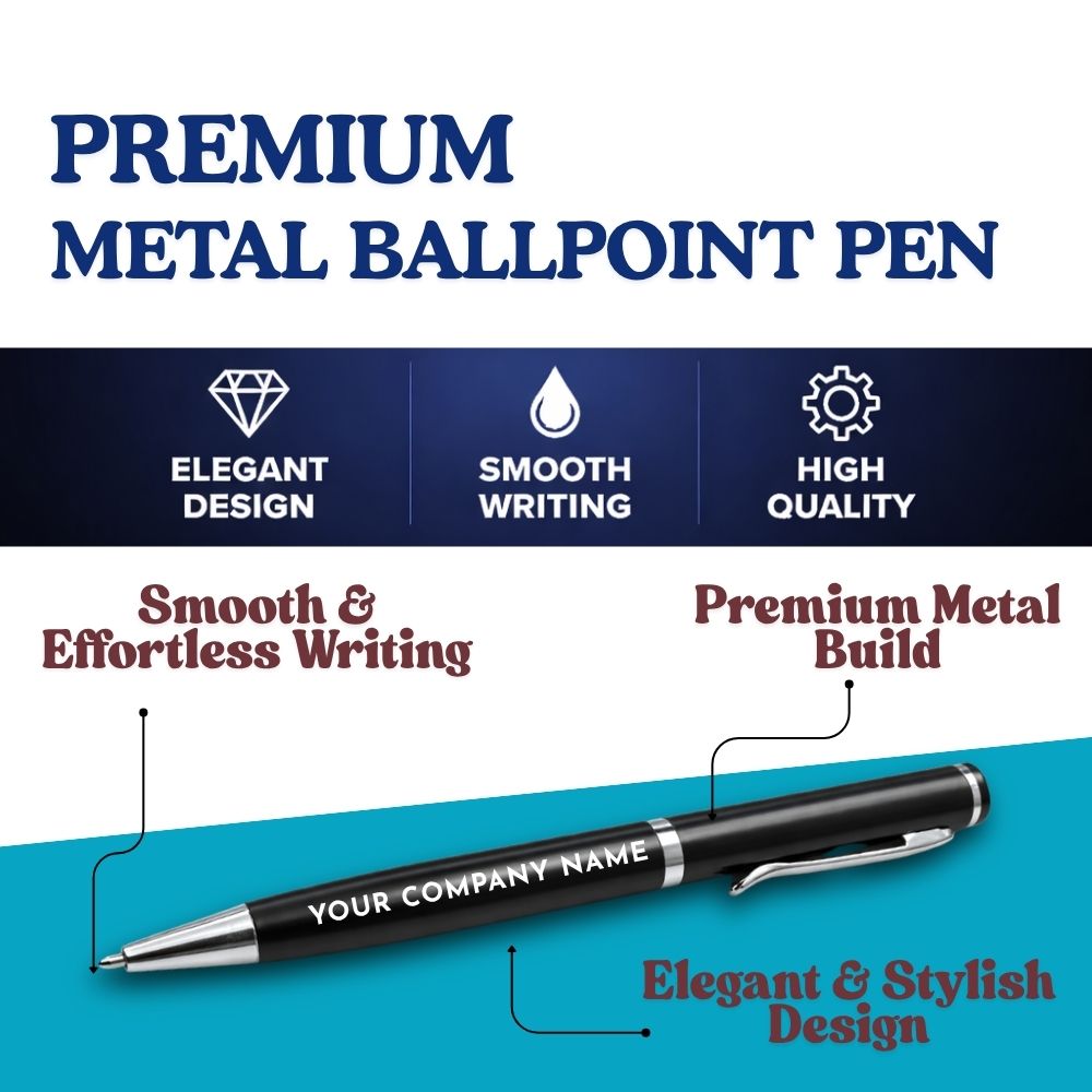 Premium Customized Corporate Gift Set with Logo Printing | Notebook, Metal Pen & Smart Temperature Bottle