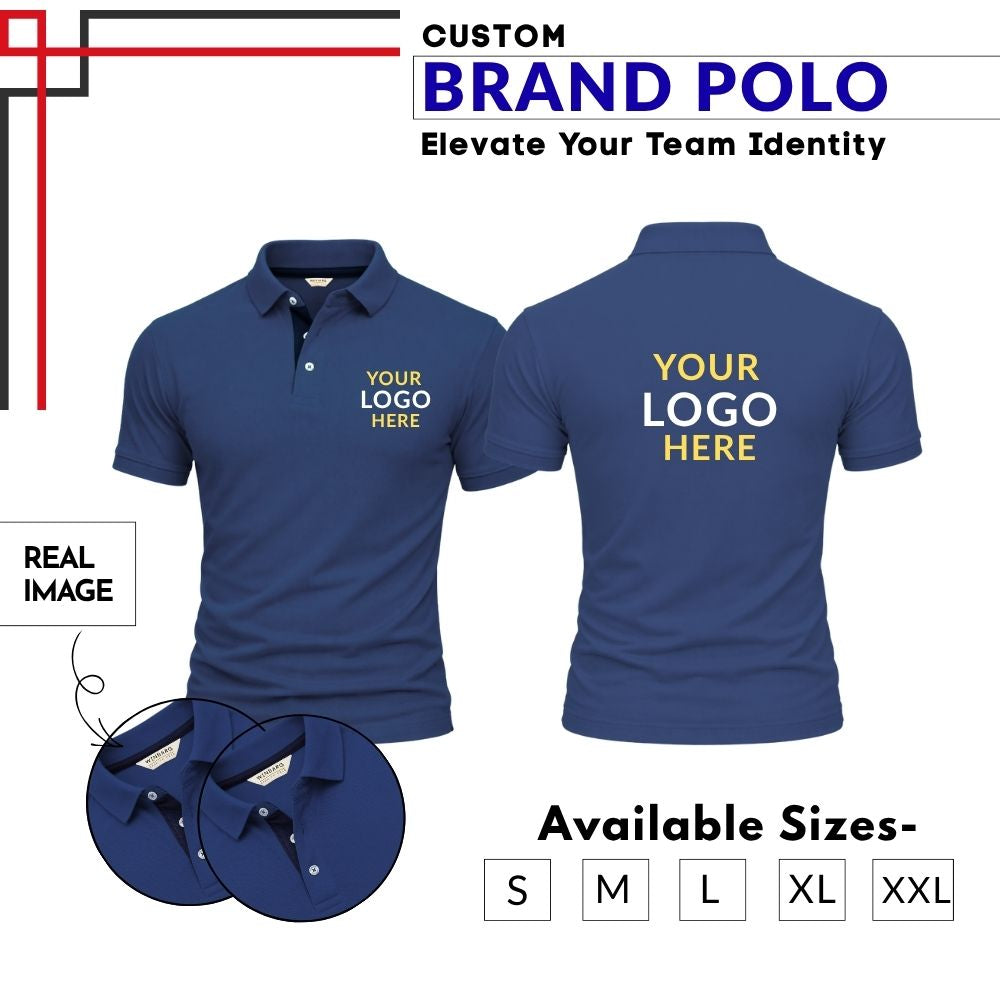 Premium Customized Cotton Polo T-Shirt with Company Logo Printing | Corporate Uniform Polo Neck T-Shirt for Men