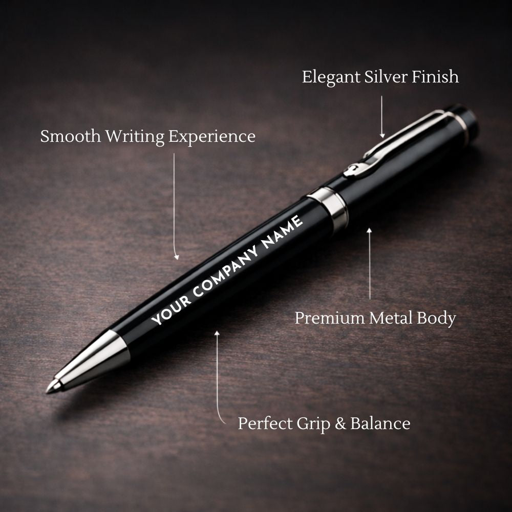Premium Customized Corporate Gift Set with Logo Printing | A5 Notebook, Metal Pen & Leather Key chain