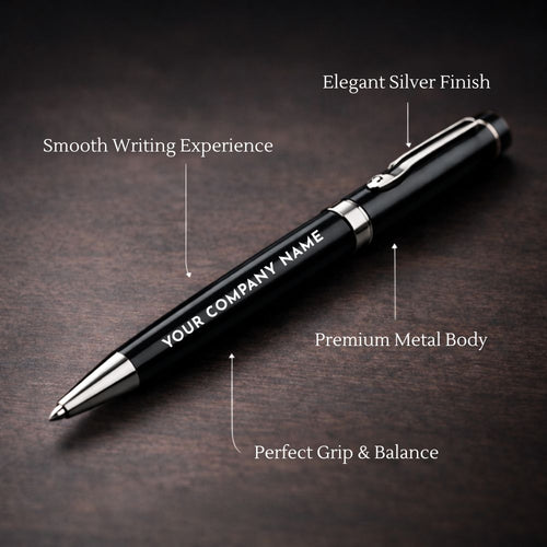 Premium Customized Corporate Gift Set with Logo Printing | A5 Notebook, Metal Pen & Leather Key chain