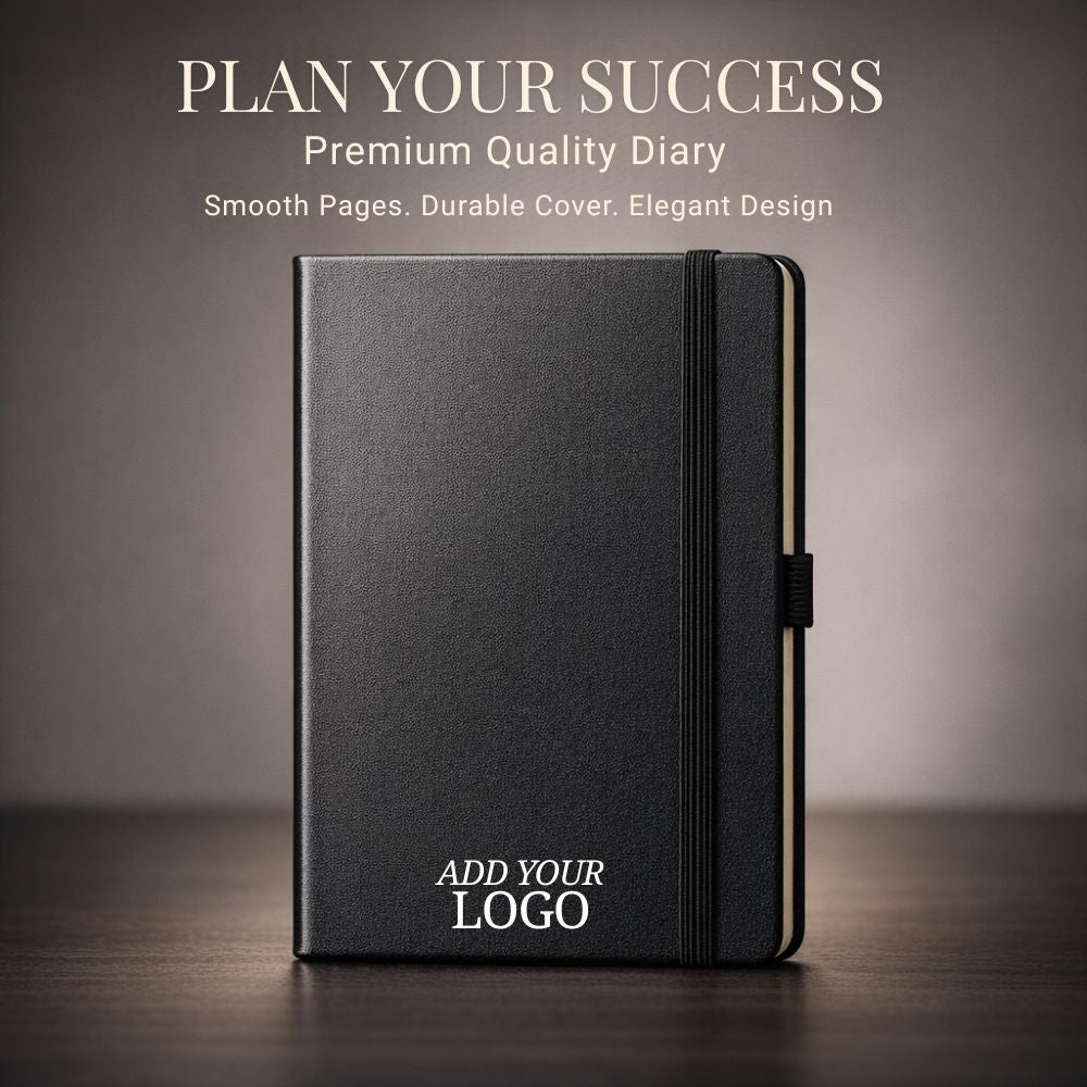 Premium Customized Corporate Gift Set with Logo Printing | A5 Notebook, Metal Pen & Leather Key chain